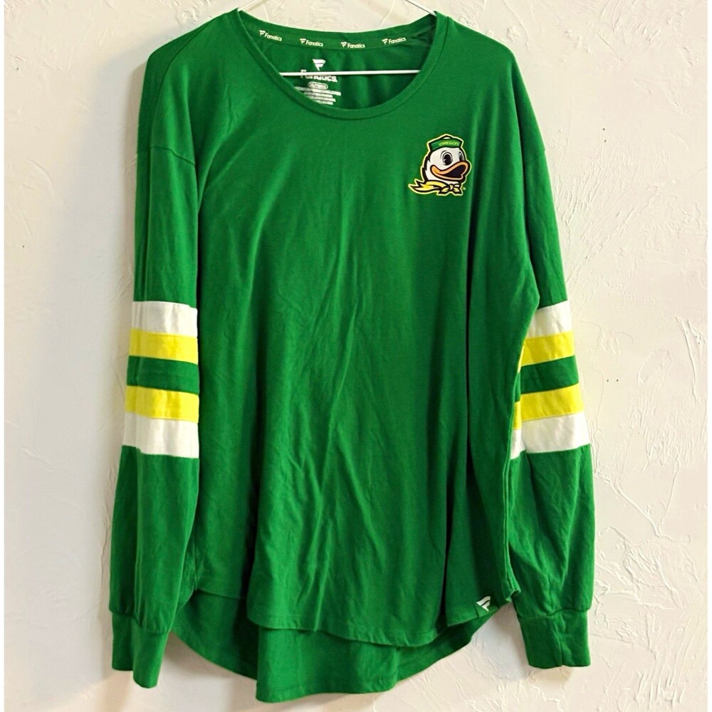 Fanatics Oregon Ducks Women's Long Sleeve Shirt Size XL Green Yellow White